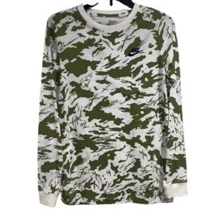 Nike shirt boys xl Olive green White Camo Long Sleeve Tee NEW
